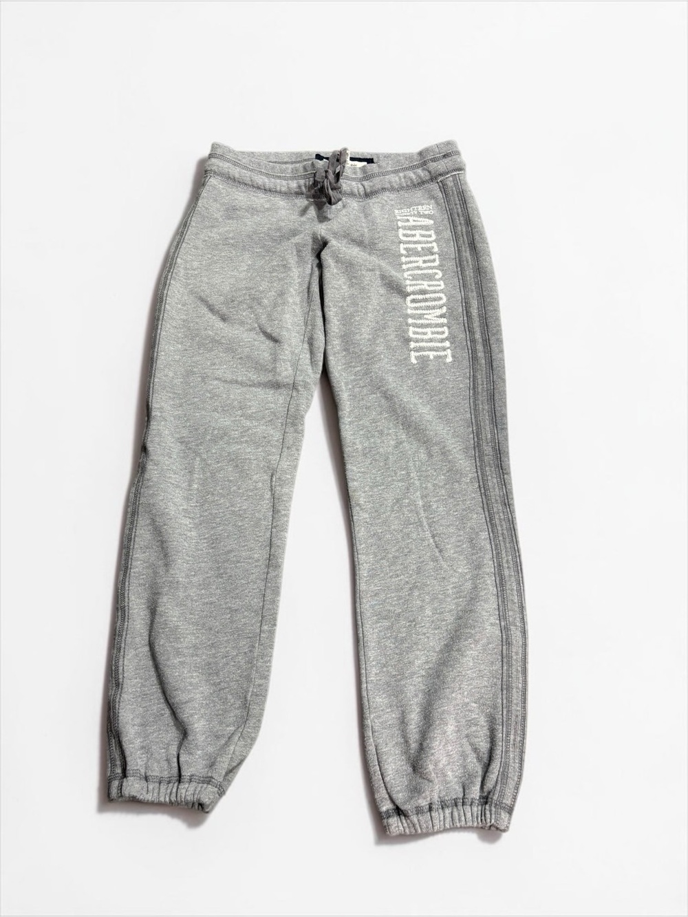 Y2K 2000s Abercrombie & Fitch Low Rise Sweatpants Light Gray Embroidery XS